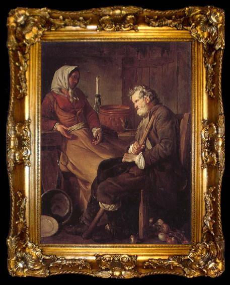 framed  Jean-Baptiste marie pierre Old Man in a Kitchen, ta009-2